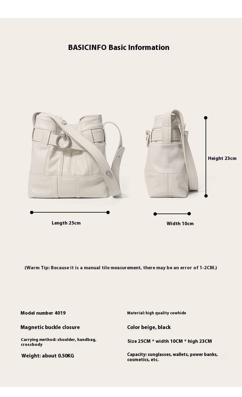 Fashion Shoulder Armpit Cowhide Bag with Stitching