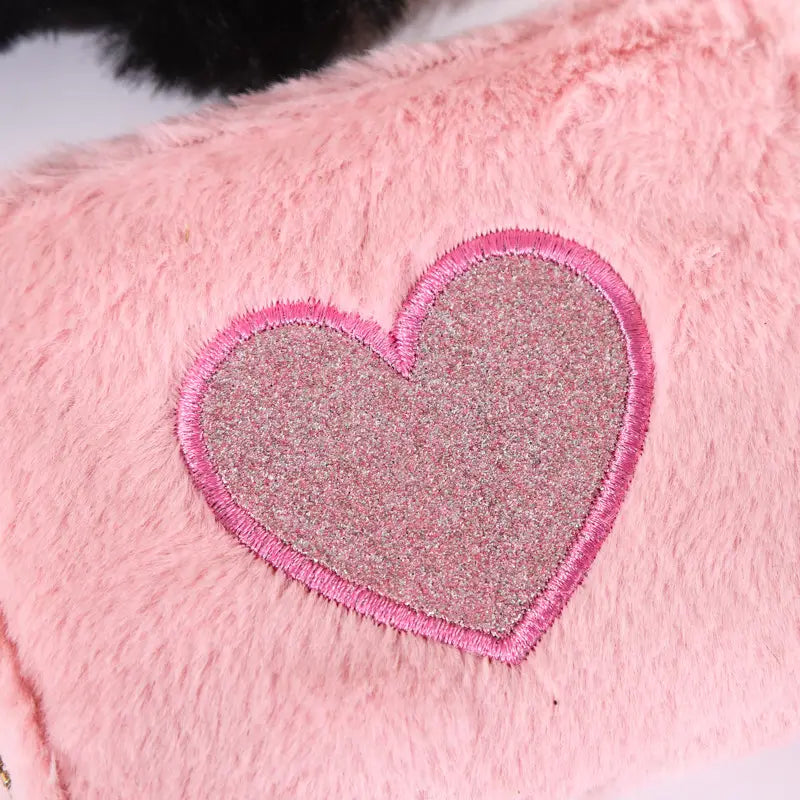 Grá sparán zipper gearr bróidnithe i bándearg