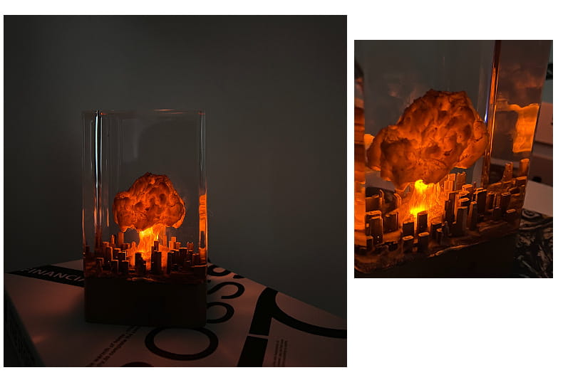 Night Lamp Decoration with Explosion Mushroom Resin Atomic Bomb Effect