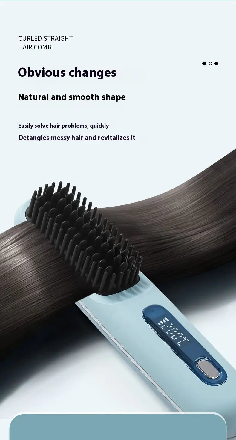 Rechargeable Ceramic Heating Electric Comb Hair Straightener with Long Battery Life
