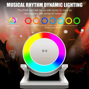 Multifunctional Four-in-one Small Night Lamp RGB Bluetooth Speaker Mobile Phone Holder 15W Wireless Charging - Lamp