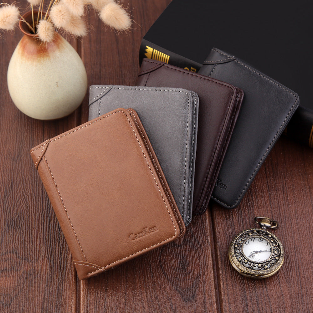 Men’s Wallet Short Multi-card Seat Button Bag - Leather Wallet for Men: Short But Mighty Multi-Card