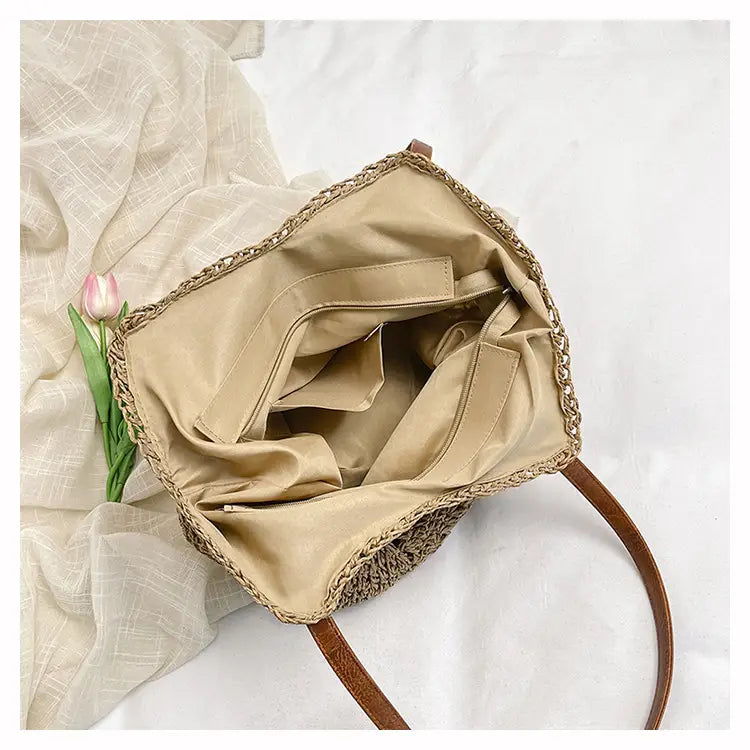 White Cotton Linen Tote Bag Large Travel Shoulder for Women and Men