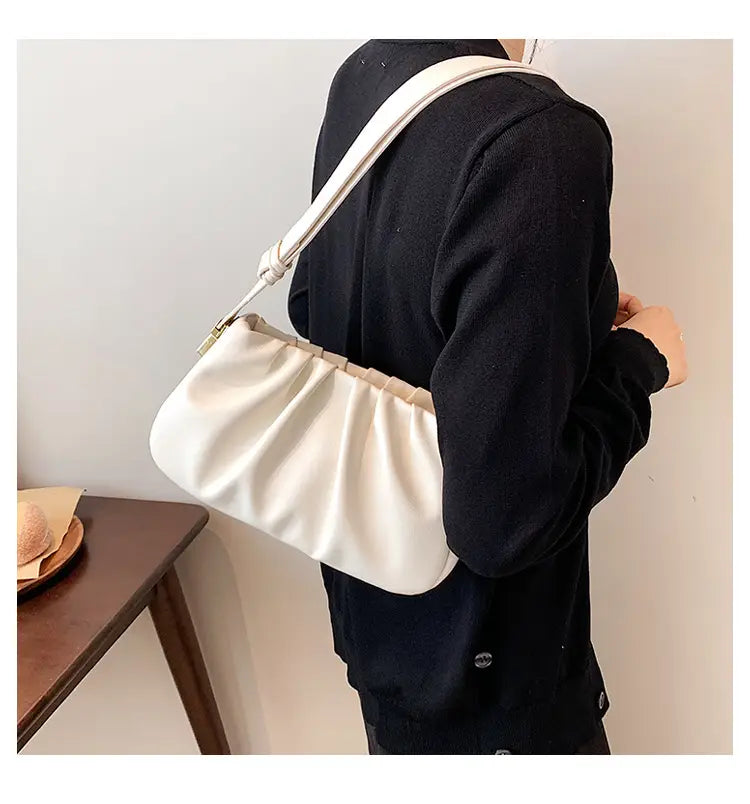 Pleated Cloud Bag Underarm Leather Shoulder Messenger in Multiple Colors