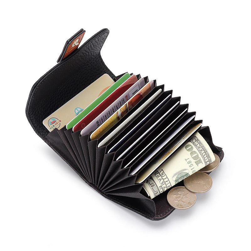 Women’s Leather Card Holder Small Exquisite High-end Multiple Card Slots - Exquisite Card Holder with Coin Pocket