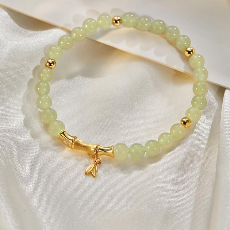 6mm Round Beads Natural Hetian Jade Safety Bracelet - 6mm Round Beads Natural Hetian Jade Bracelet