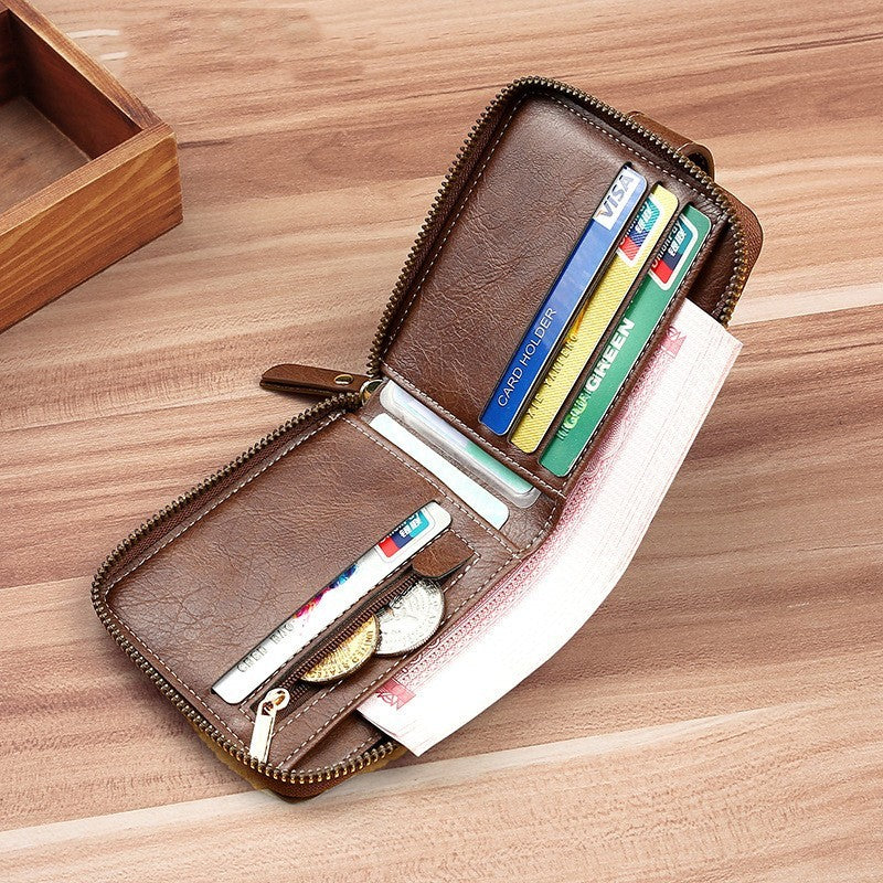 7-Piece Foldable Wallet Set in Light Brown Black and Dark - Teleplus teleplus 7-piece foldable dark brown wallet set