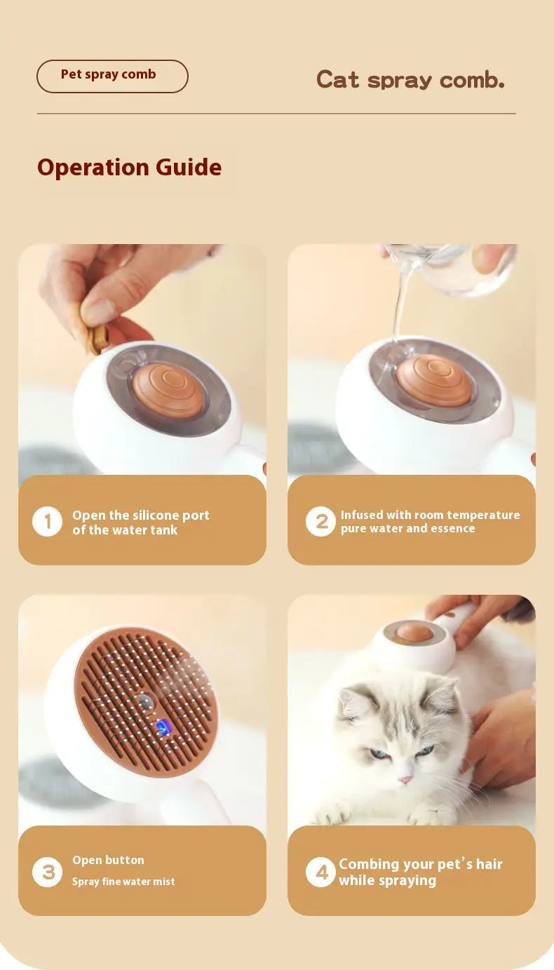 Roestvrijstalen spray -kam voor katten en honden Pet verzorging borstel