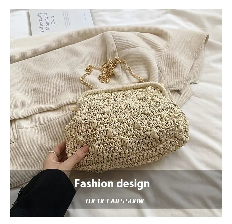 Bolsa de tecido macio branca de cáqui com zíper interno e alça de ombro único