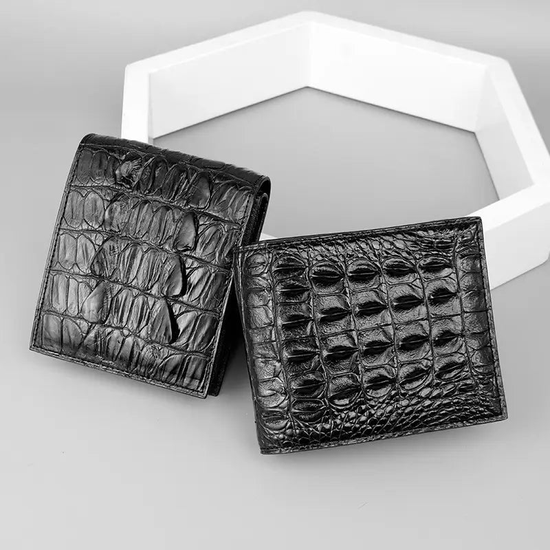 Black Crocodile Skin Bone Wallet for Men in the United States