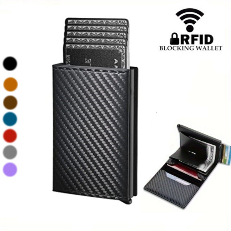 Carbon Fiber RFID Anti-theft Swiping Automatic Pop-up Card Package - Steal This Wallet If You Dare Snazzy Anti-Theft