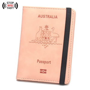 Anti-magnetic Australia Passport Case Multiple Card Slots Rubber Band Strap Passport Jacket - Stay Magnetic Free