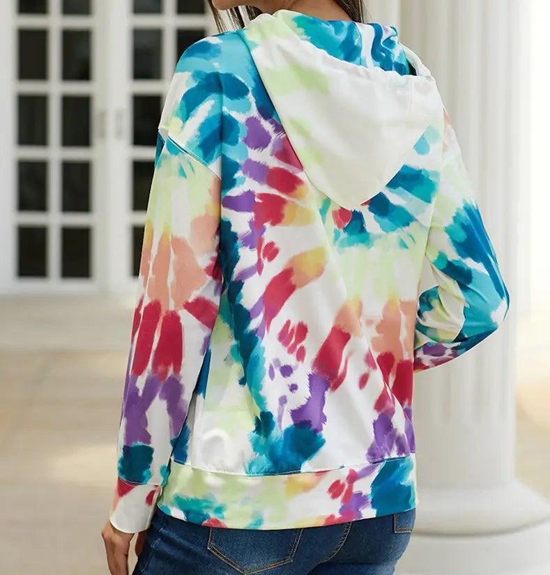 Retro Art Long Sleeve Pocket Shirt Loose Fit Polyester Orange Blue Sizes XS-3XL