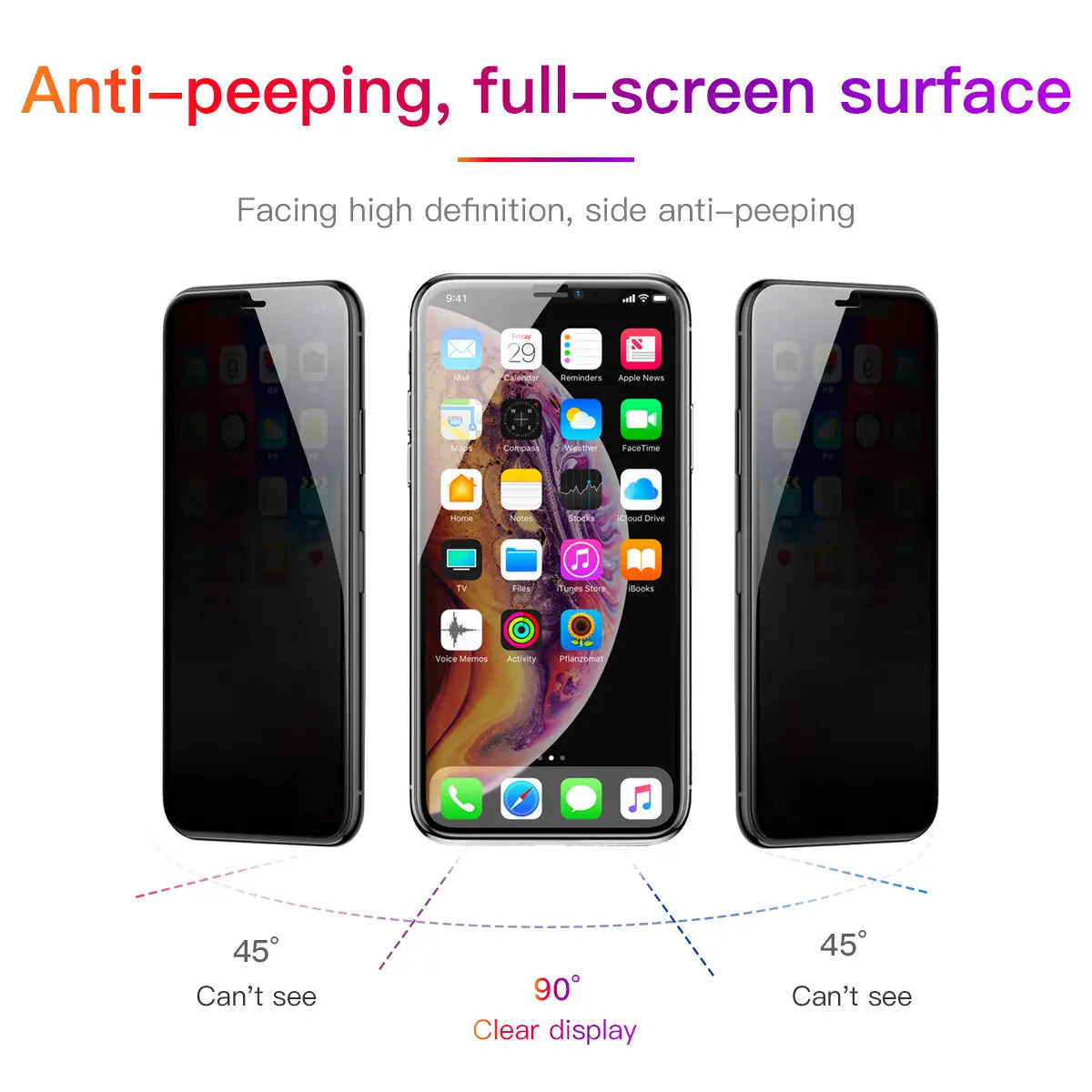 0.23mm Unbroken Edge Full Screen Curved Privacy Tempered Film For IP XR 11 6.1 Inch