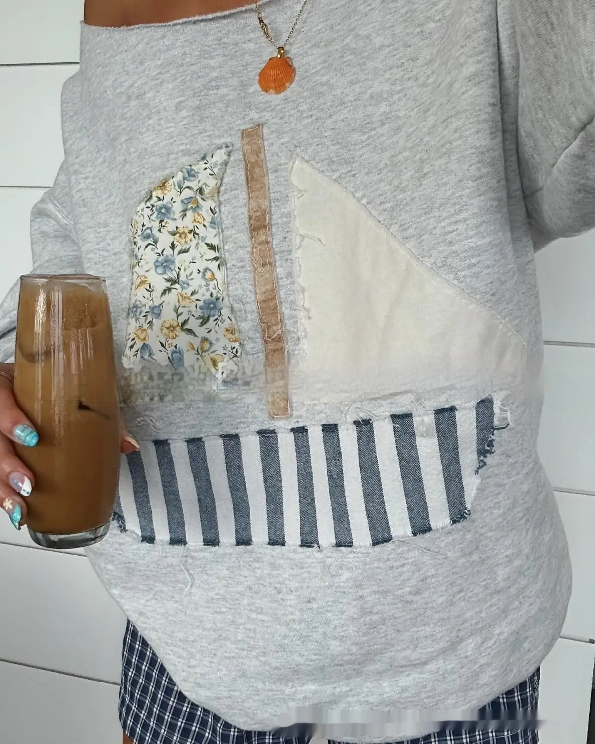 Aprikos gul seilbåt løs polyester skjorte kvinner s-xxl asiatisk størrelse