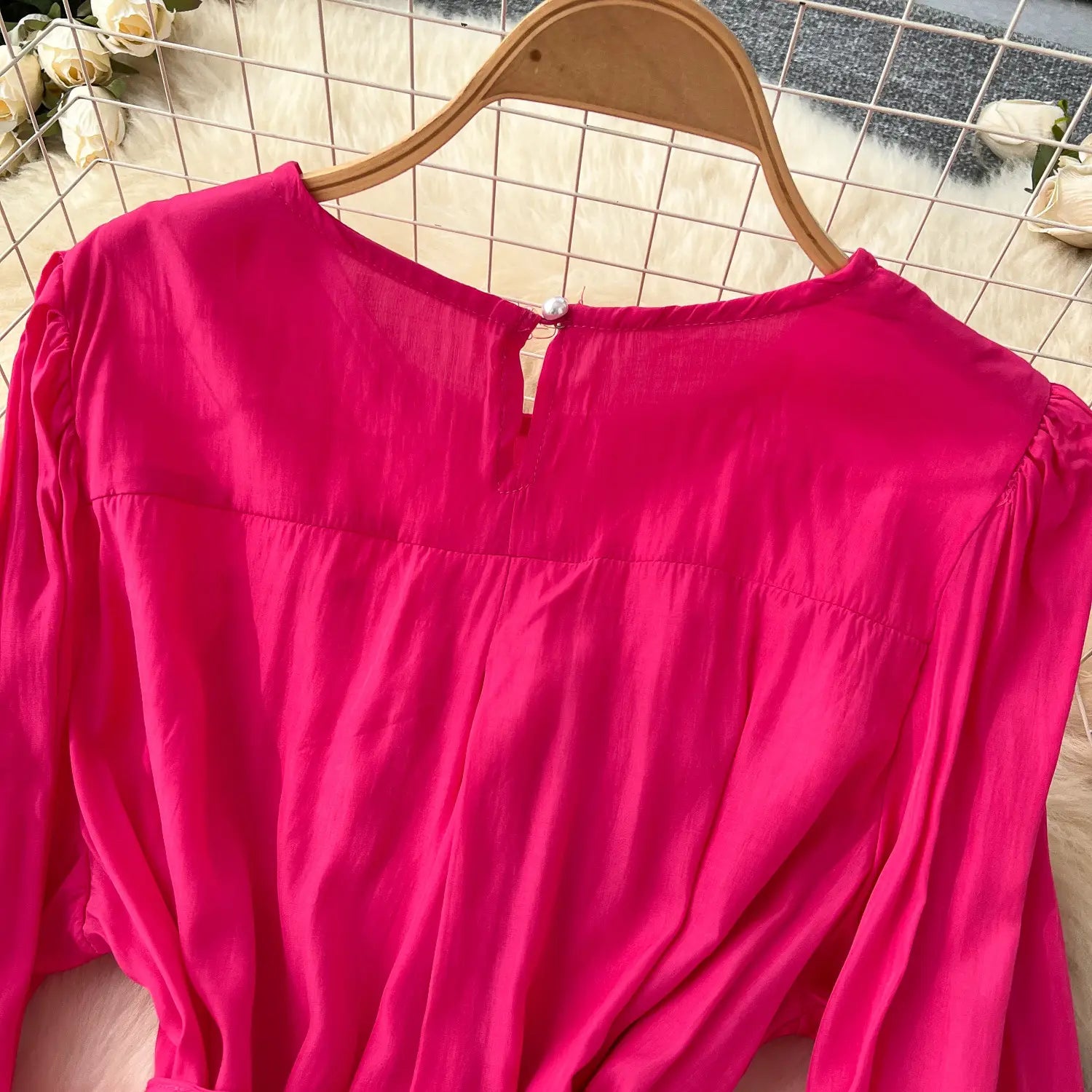 Polyester A-lijn rok met lange mouwen in meerdere kleuren voor vrouwen