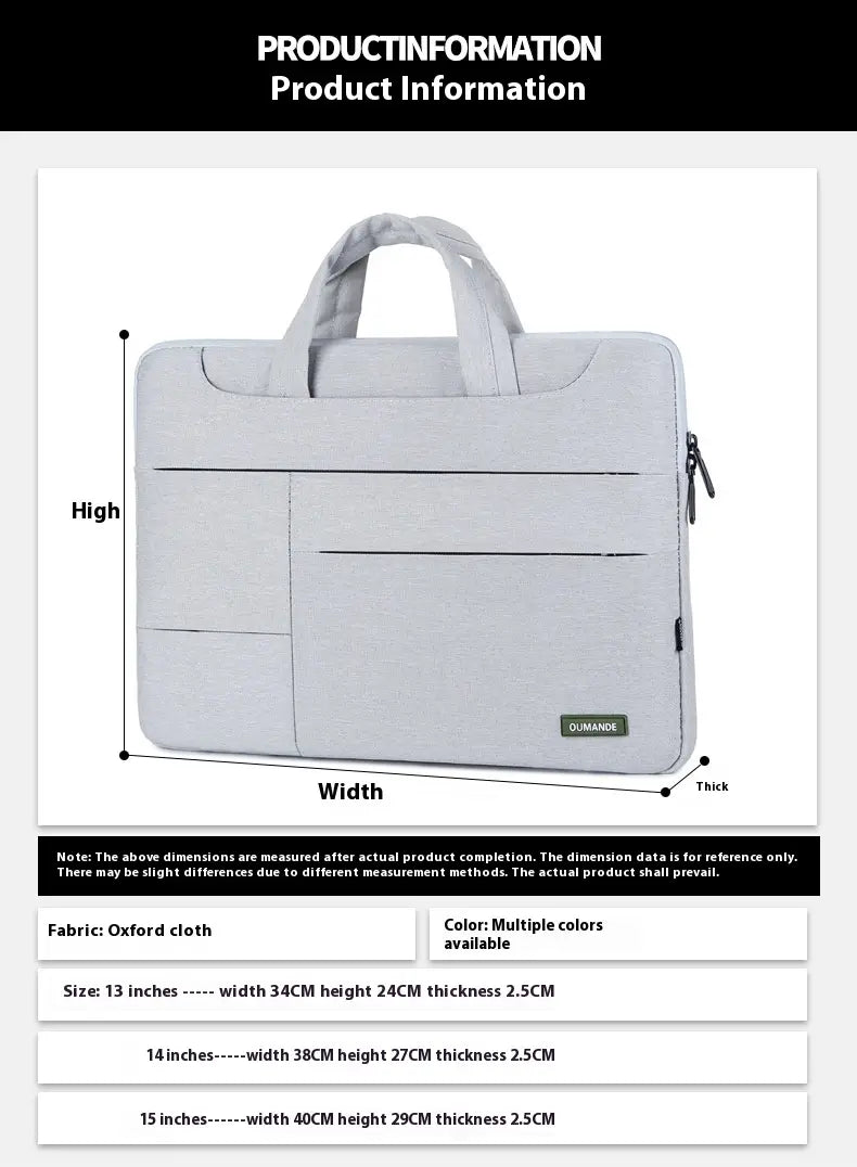 Sleeve ríomhaire glúine Oxford uiscedhíonach 14 15.6 Mála orlach d'fhir agus do mhná