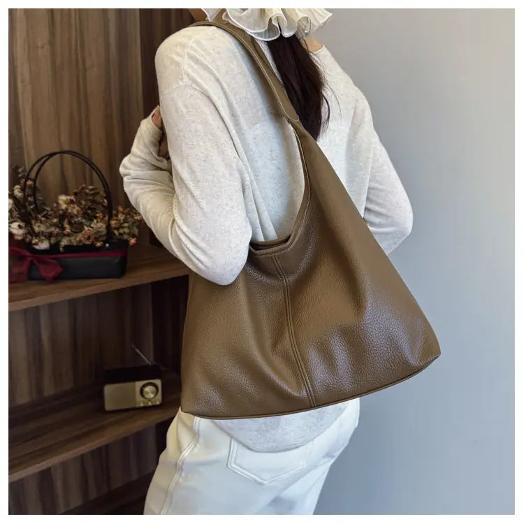 Borsa per secchio in pelle PU con tasche con cerniera borsetta di grande capacità per le donne