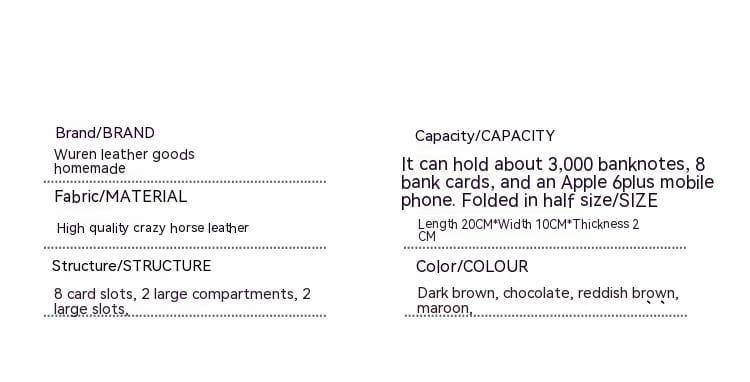 Genuine Leather Cortical Scalp Cowhide Money Folder for United States and CHF