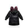 Big kids double zipper Ultraman glasses down jacket - Black