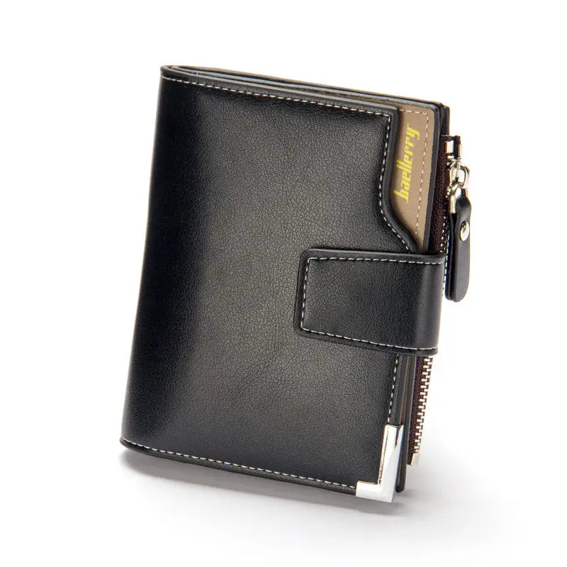 PU Leather Wallet with Zipper Buckle for United States and CHF Currencies