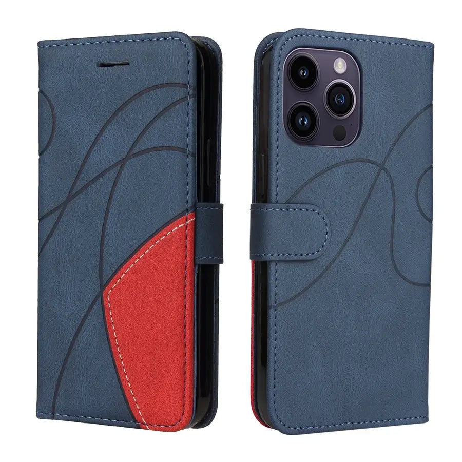 Applicable Leather Case Two-color Patchwork Mobile Phone Protective Case