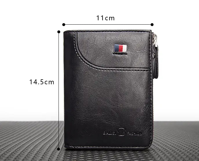 PU Leather Wallet with Zipper for United States and CHF Currency