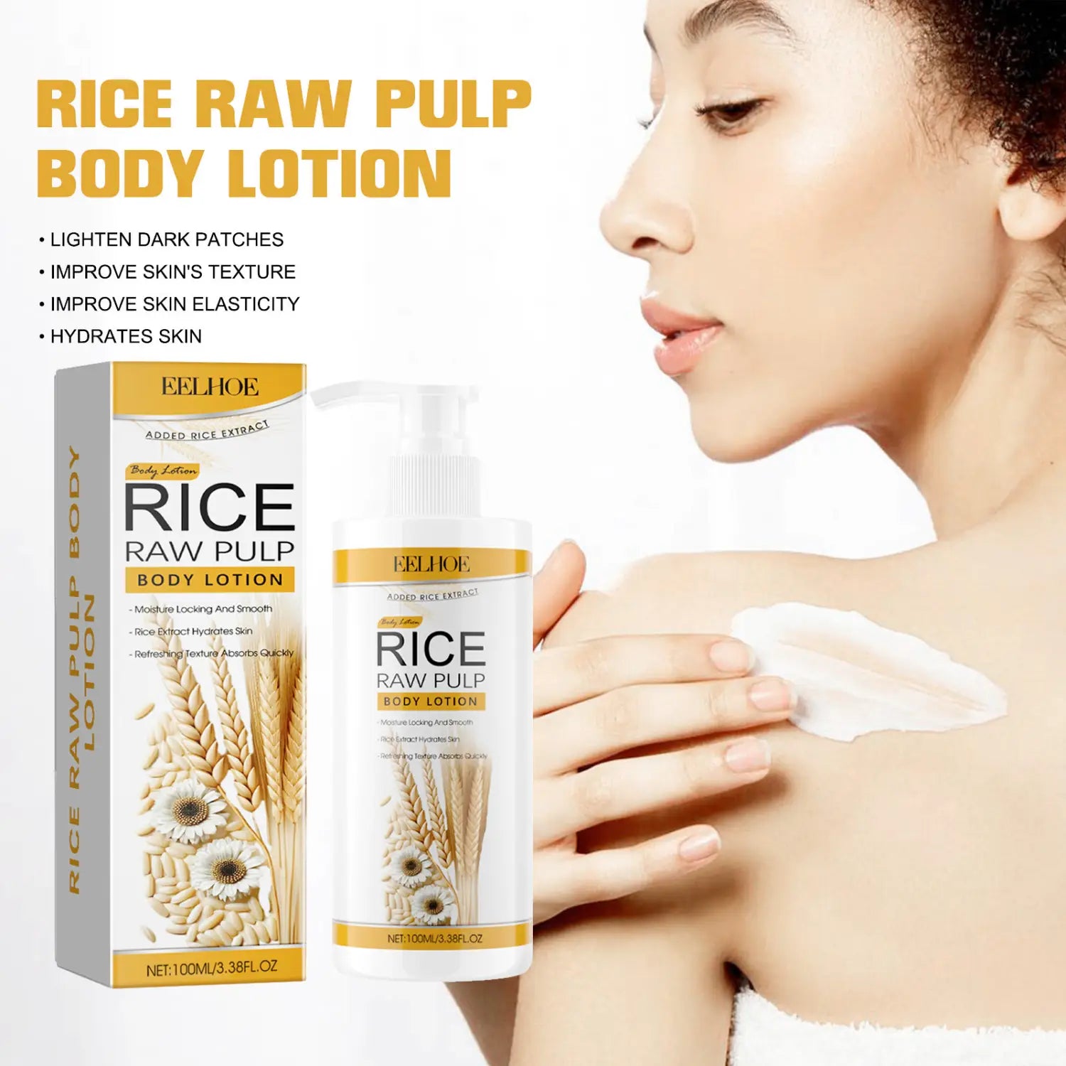 Rice Puree Moisturizing Body Lotion with Rose Oil and Glycerin
