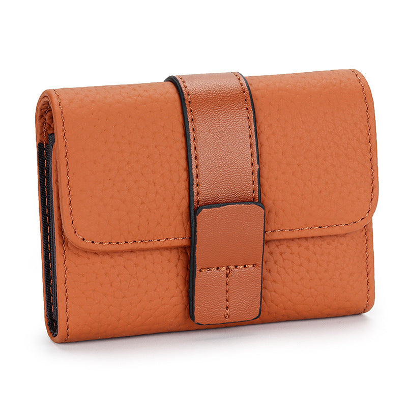 Women’s Leather Card Holder Small Exquisite High-end Multiple Card Slots - Exquisite Card Holder with Coin Pocket