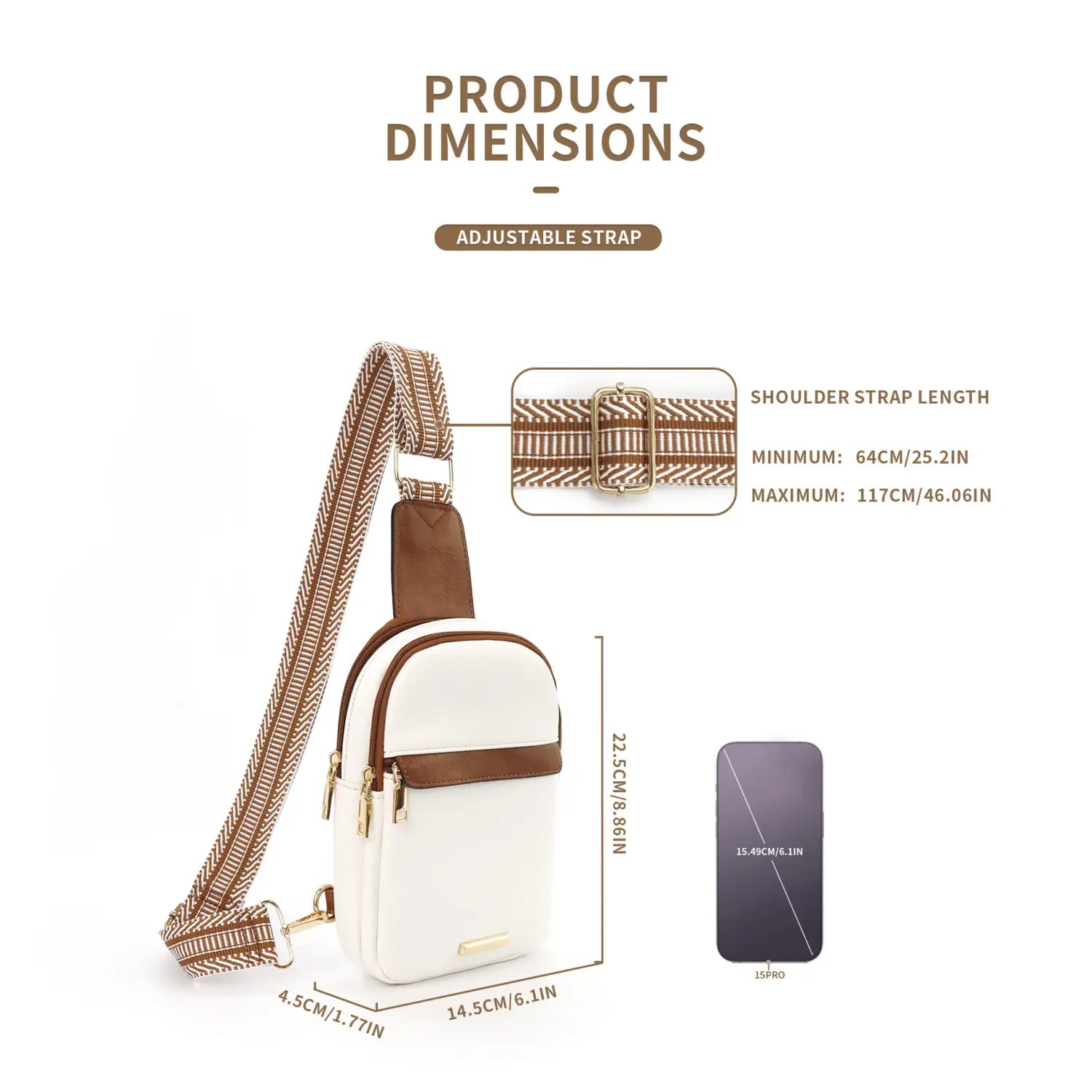 Versatile PU Leather Detachable Bag with Zipper for United States and CHF