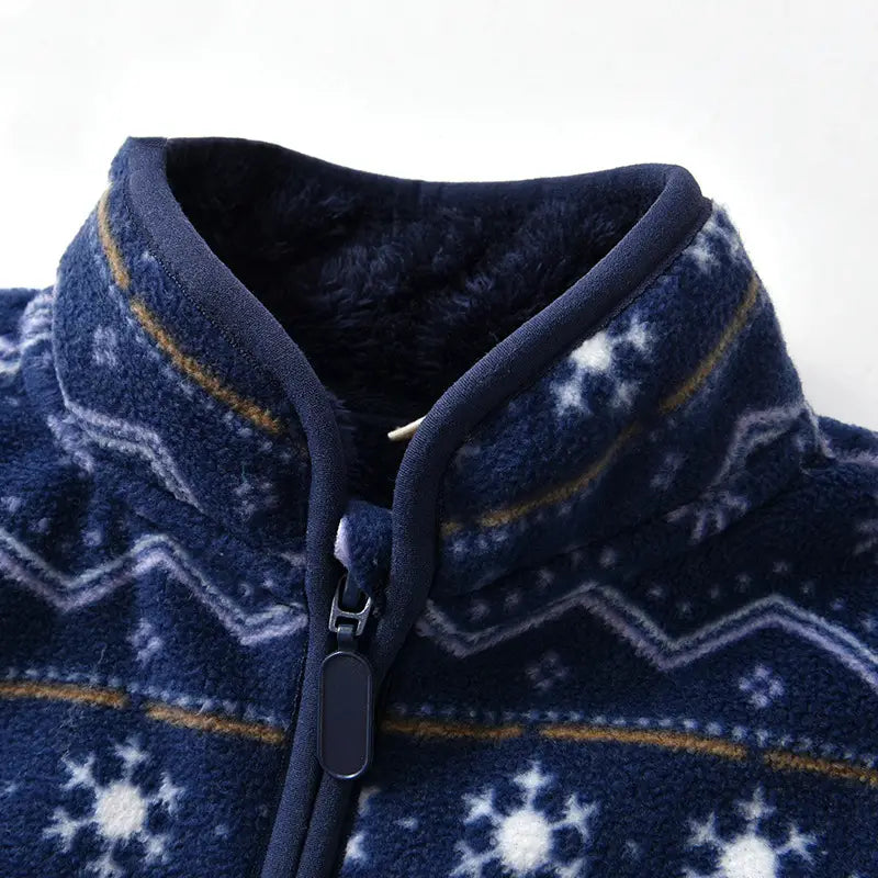 Printed Polar Fleece Cartoon Jacket for Kids with Zipper Closure