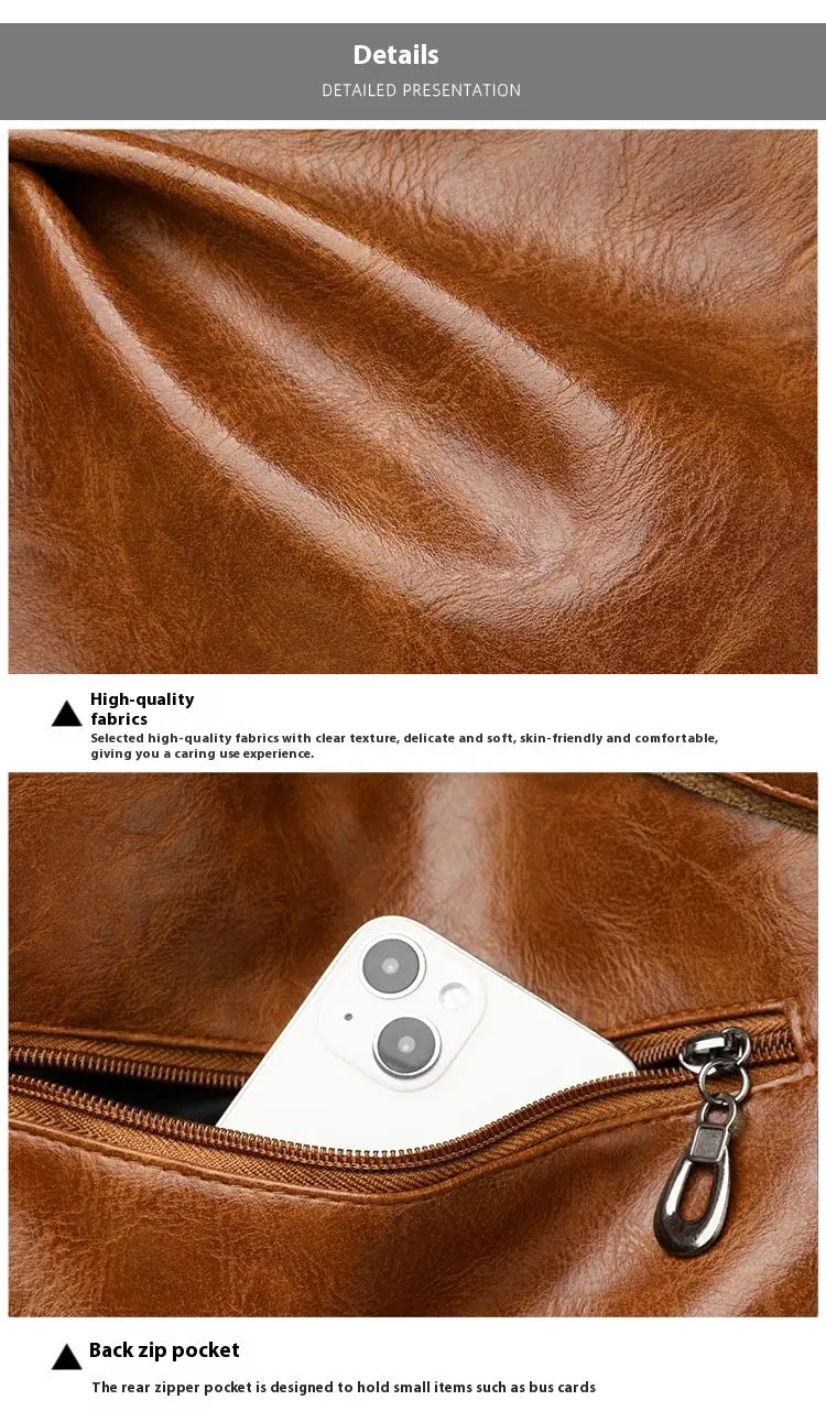 Bruine polyester koffer Organizer tas met ritszak en PU lederen trim