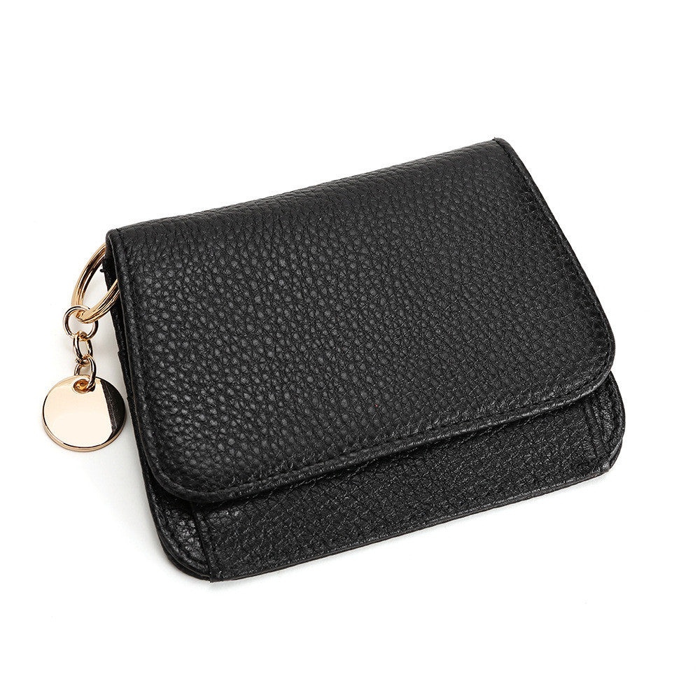 Solid Color Women’s Fashion Zipper Coin Purse - Solid Color Wallets with Round Tag for Stylish Women