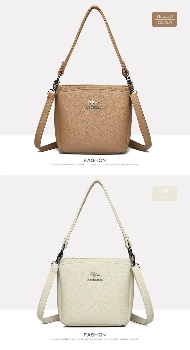 Rucsac cu valiză cu găleată din piele moale cu buzunar telefonic mai multe culori