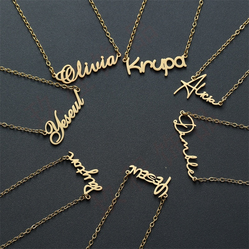 Letter Pendant Electroplated With 18K Gold Custom Name - Shiny Gold Name Necklace for the Fancy