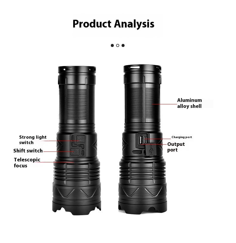 Outdoor Multifunctional Zoom Strong Wire Strap Box with Light Flashlight