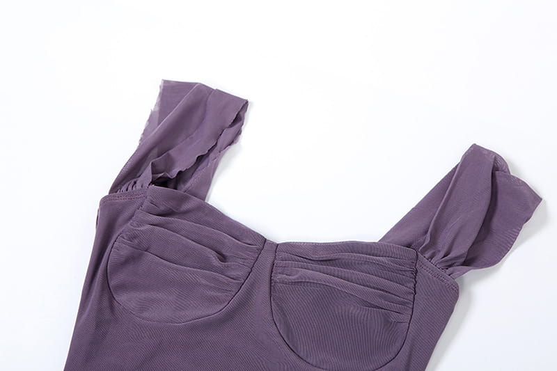 Yksivärinen jaettu hihaton hame mekko naisille polyesterikankaalla