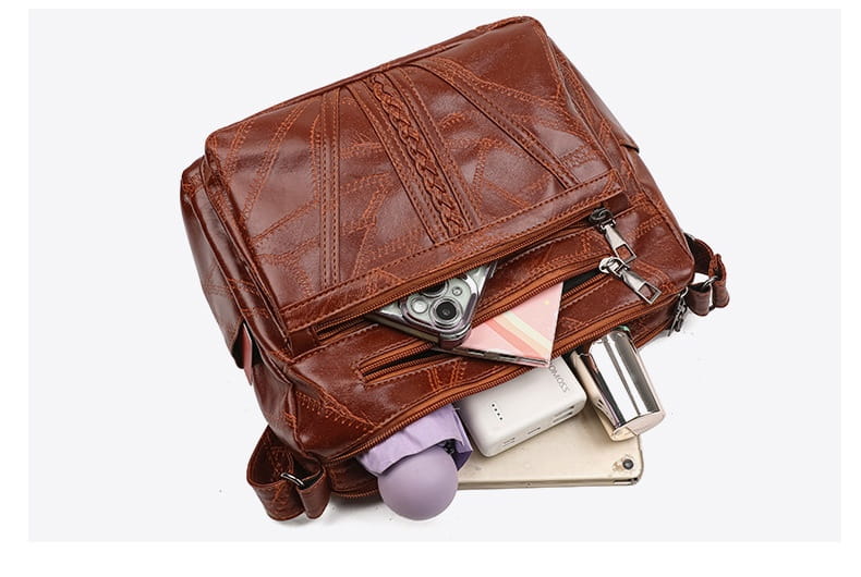 Mála Eagraí Suitcase Leathar PU le póca zipper le haghaidh taistil agus stórála