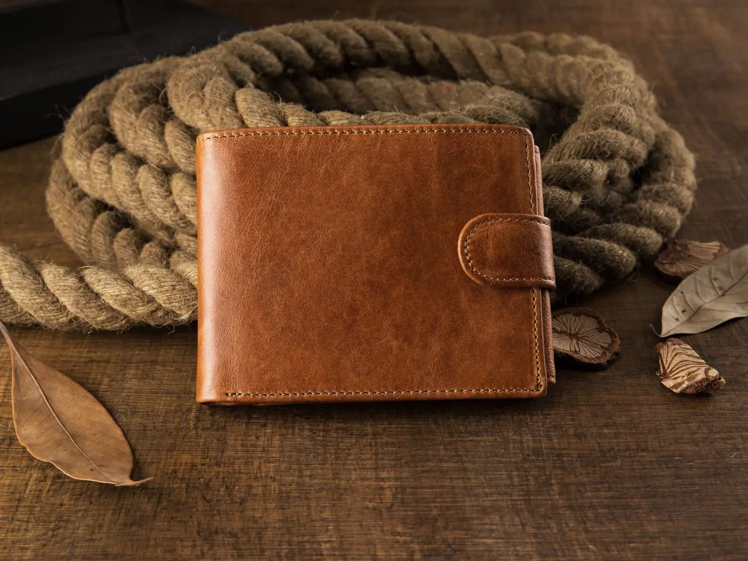 Brown Cowhide Wallet with Card Slots Coin Pocket and Four Compartments for the United States