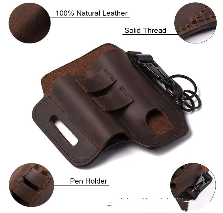 United States Leather Belt Carrier for CHF with Main Container in Black or Brown