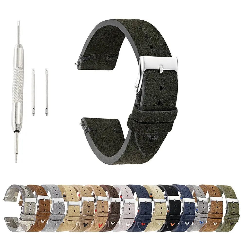 Vintage Suede Strap Hand Stitched Leather Strap