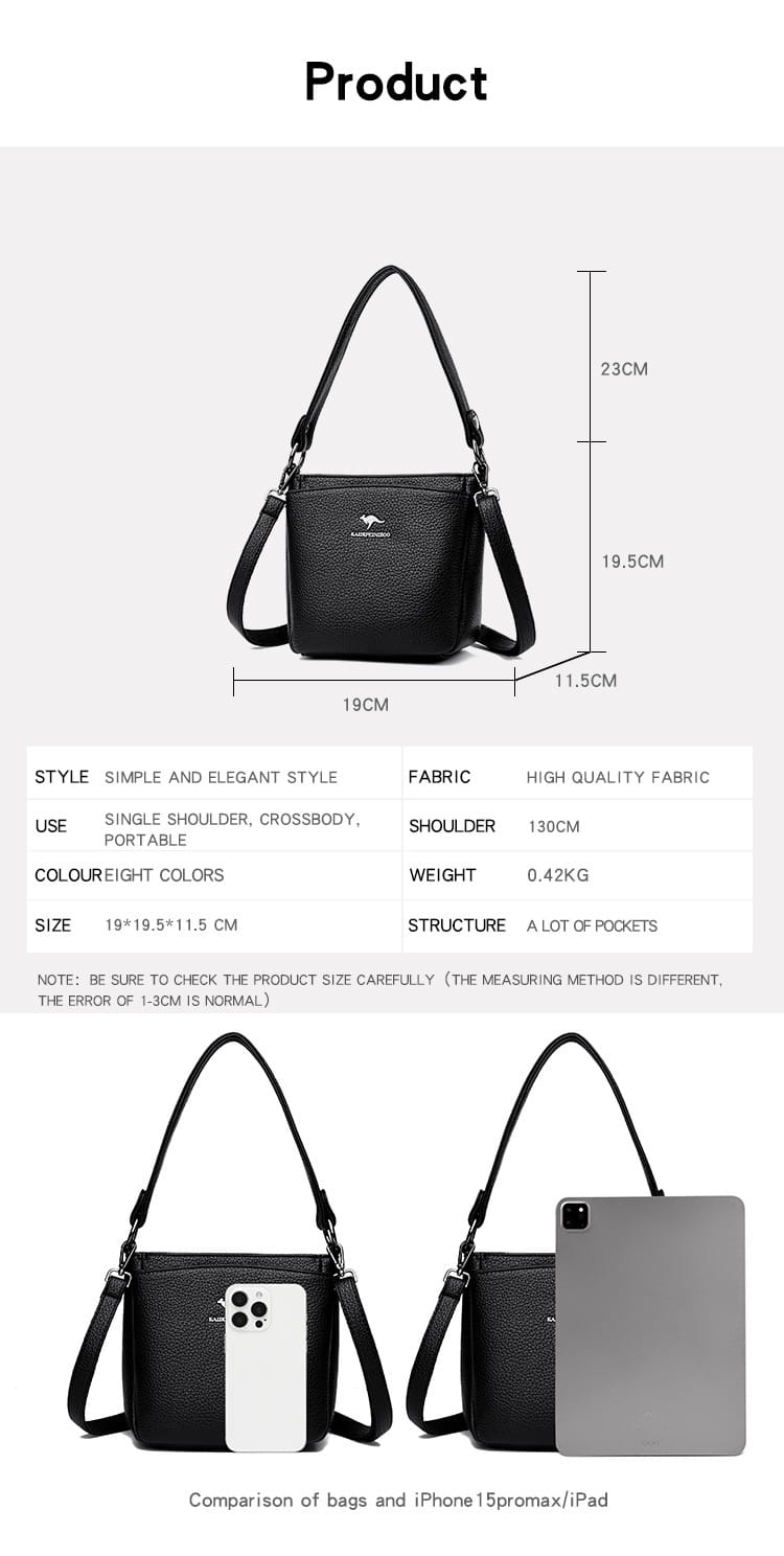 Rucsac cu valiză cu găleată din piele moale cu buzunar telefonic mai multe culori