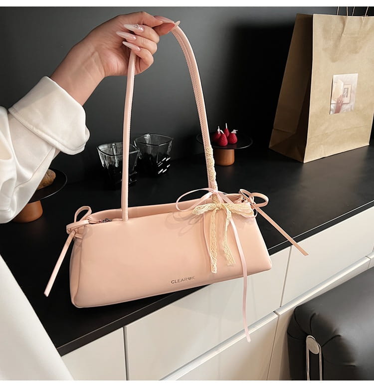 Pungă de pernă din poliester PU moale cu curea de umăr dublu negru roz gri alb alb