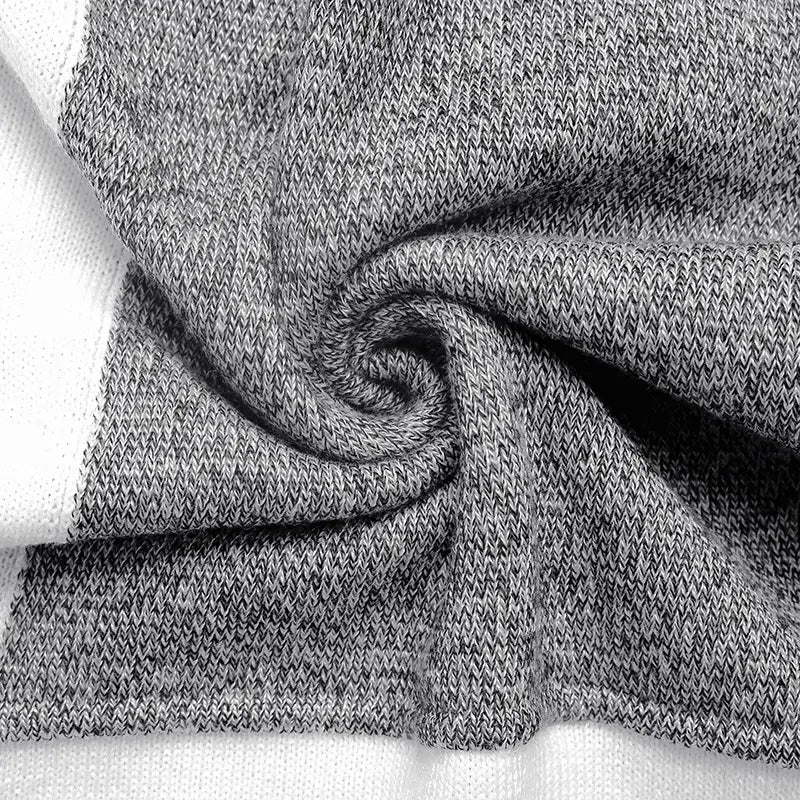 Contrast Color Pullover Persian Stretch Wool Gray Knit Sweater S M L