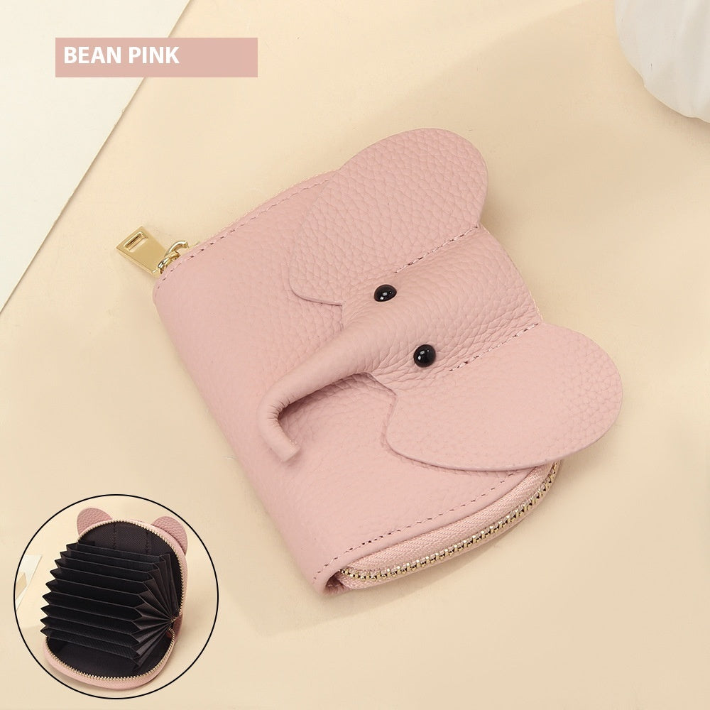 Leather Organ Card Holder Bags Creative Elephant Zipper Wallet Fashion Bag - Zipper Wallet for Trendy Elephants