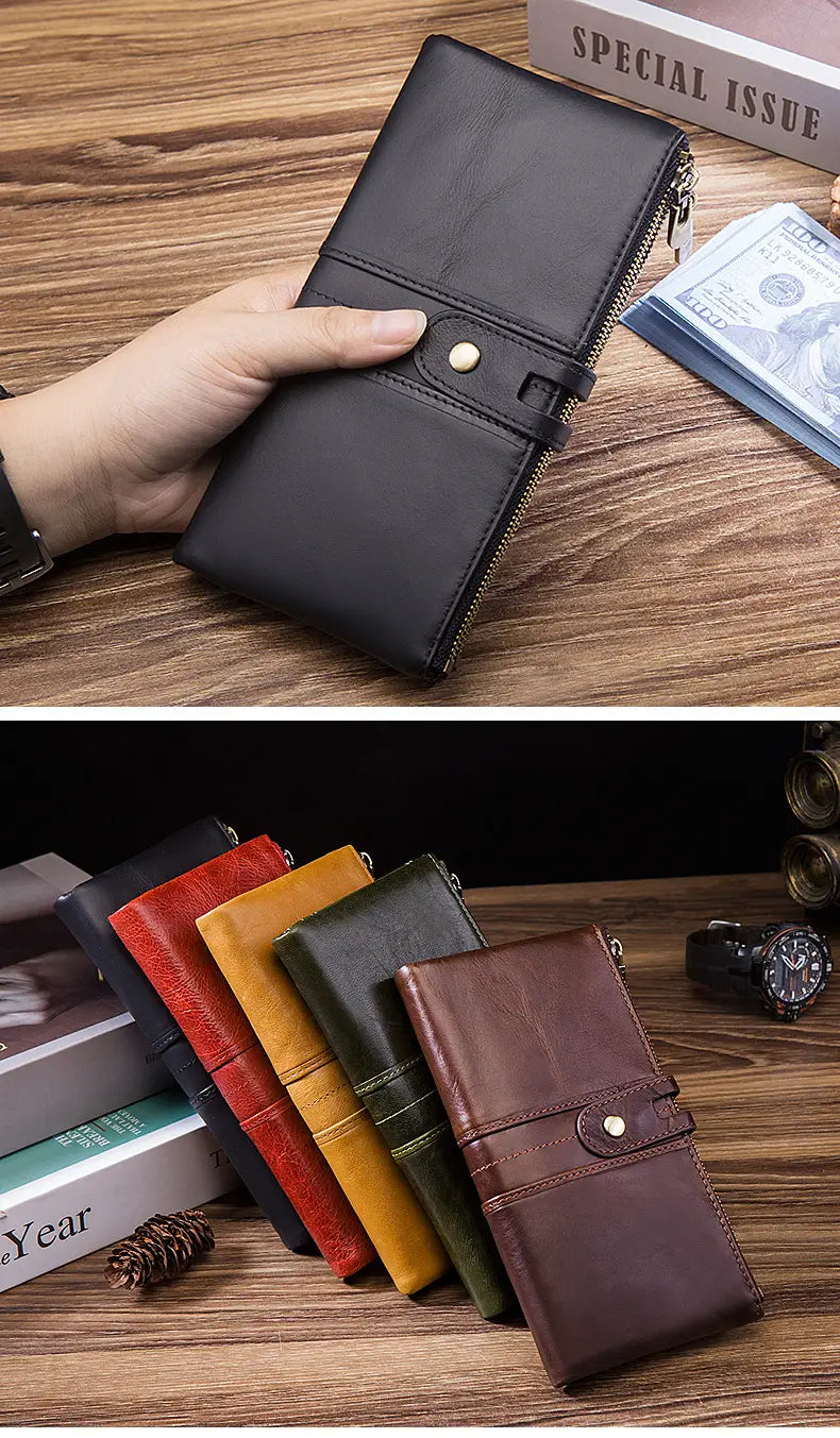 Leather Cortex Cowhide Wallet with Secret Compartments for United States and CHF