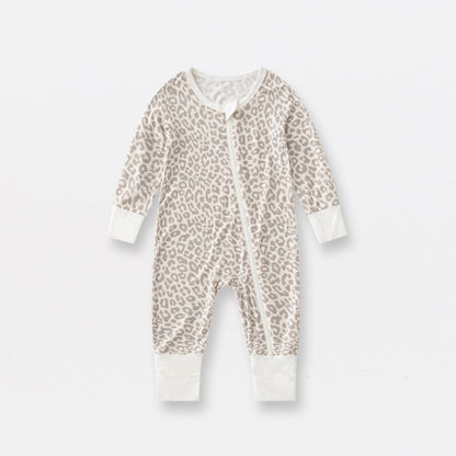 Jusheng Clothing Foreign Trade Bamboo Fiber Baby Jumpsuits Spring And Autumn Long Sleeve Double Zipper Baby Pajamas