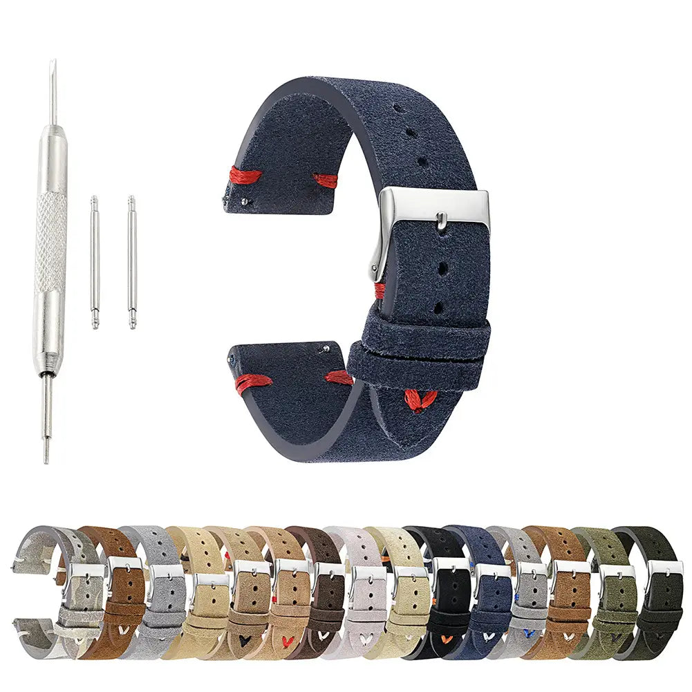 Vintage Suede Strap Hand Stitched Leather Strap