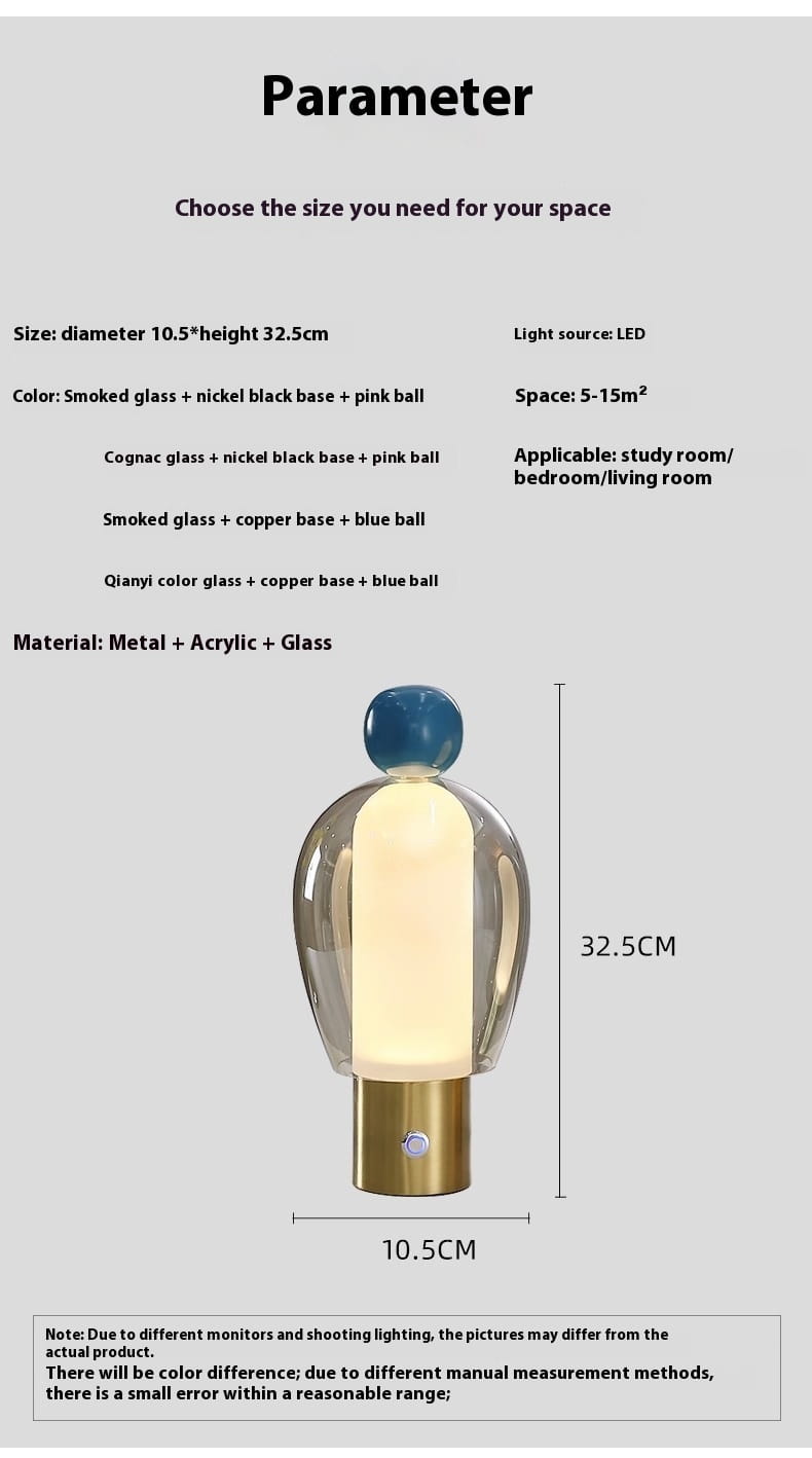 Nordic Modern Glass Charging Table Lamp with Geometric Design in Multiple Colors