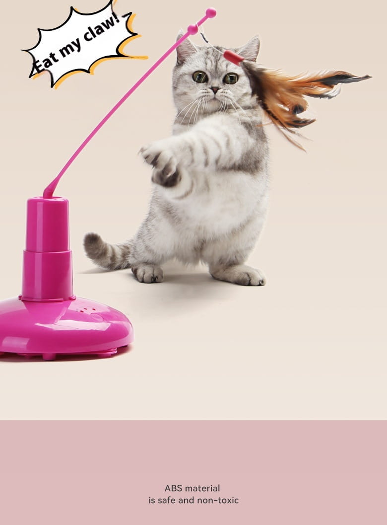 Gatto teaser bacchetta rosa rosa rotatore interattivo giocattolo per gatti